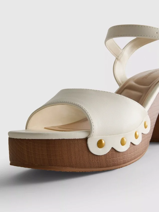 Faux suede studded heeled sandals