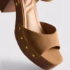 Faux suede studded heeled sandals