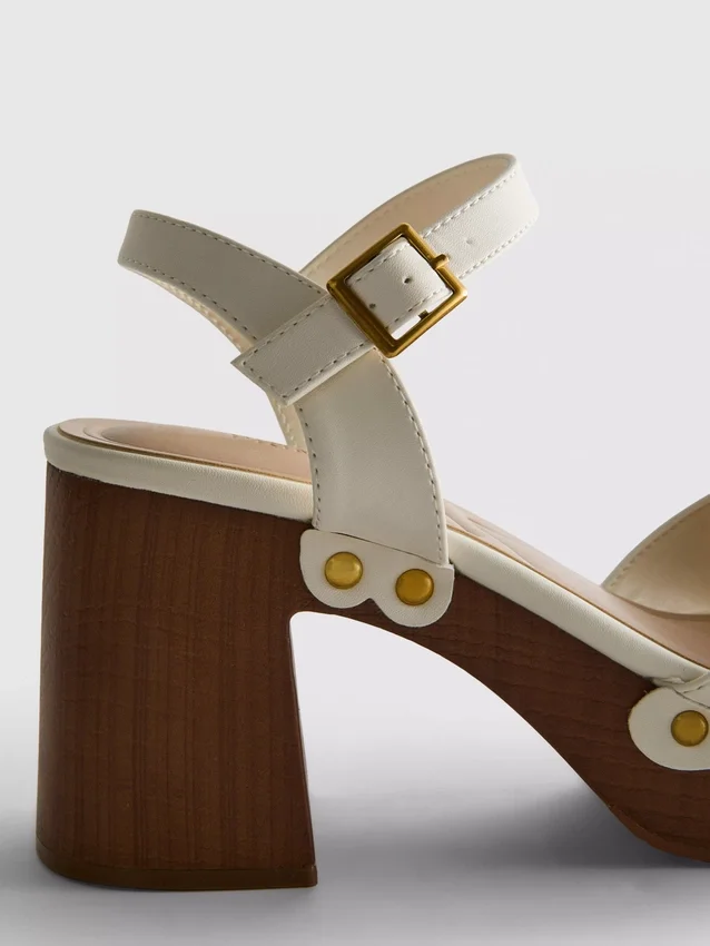 Faux suede studded heeled sandals