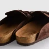 Faux suede tassel clog sandals