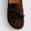 Faux suede tassel clog sandals