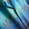 Flamingo-print short-sleeve button-up shirt