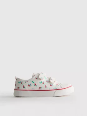 Floral canvas low-top sneakers