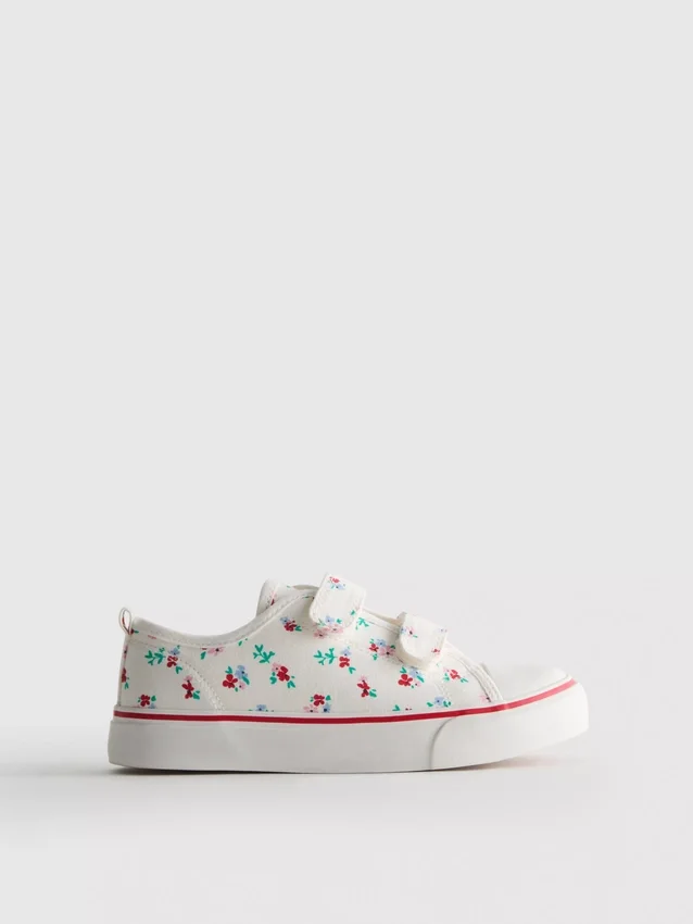 Floral canvas low-top sneakers
