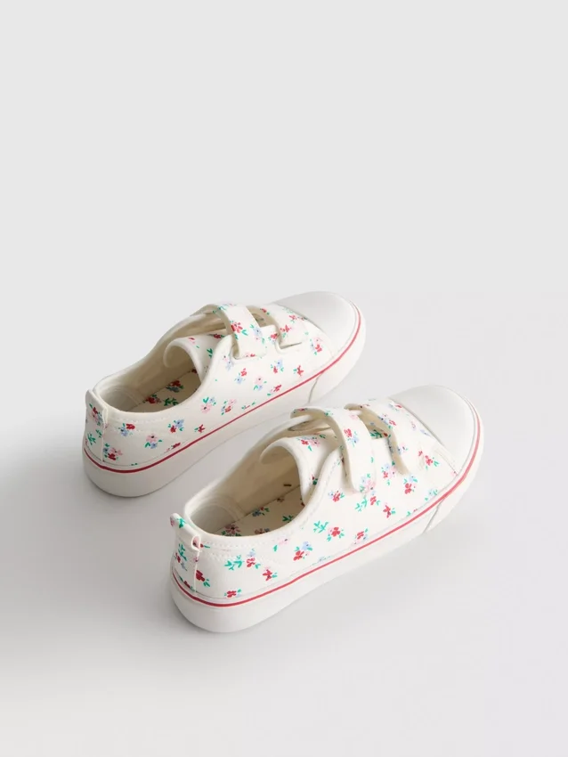 Floral canvas low-top sneakers