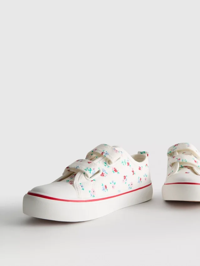 Floral canvas low-top sneakers