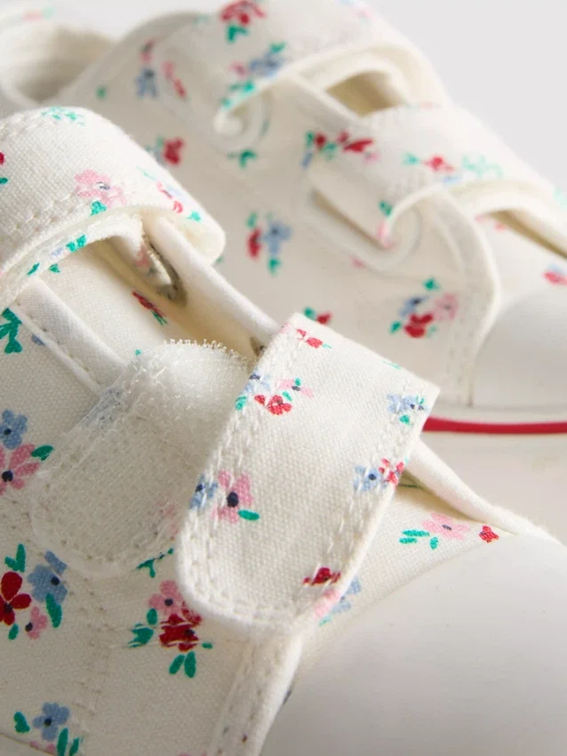 Floral canvas low-top sneakers