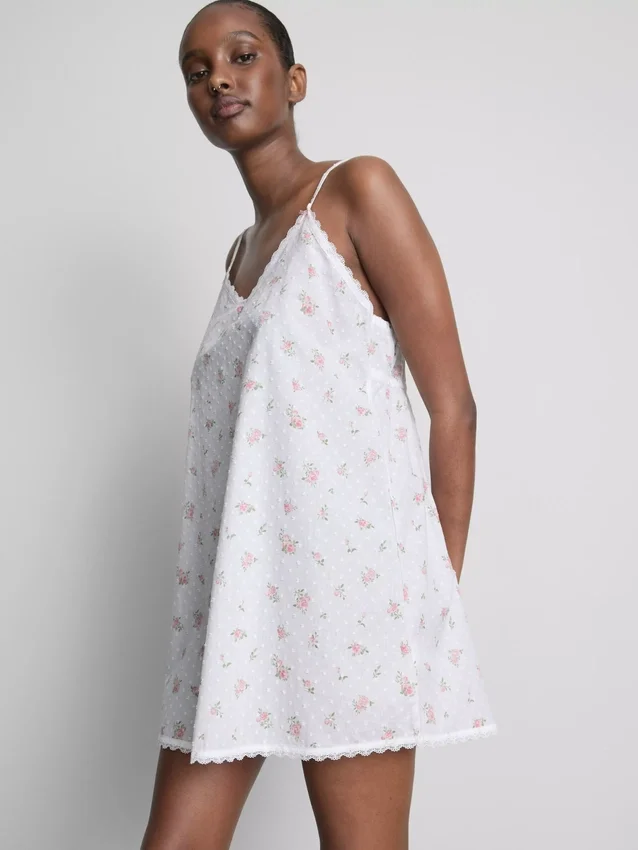 Floral cotton dobby chemise