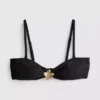 Floral detail plunge bikini top