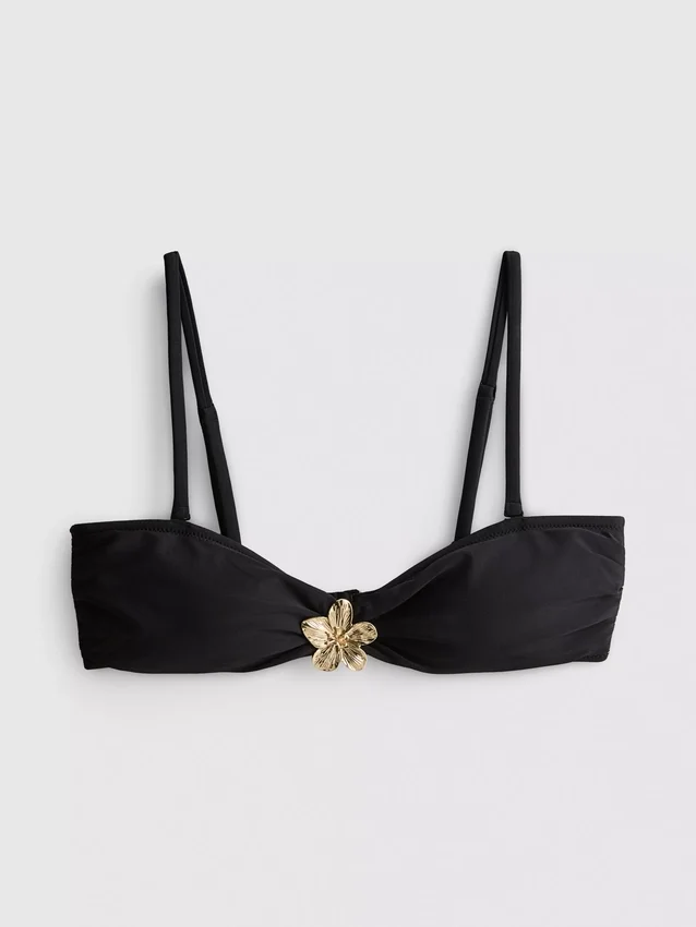 Floral detail plunge bikini top
