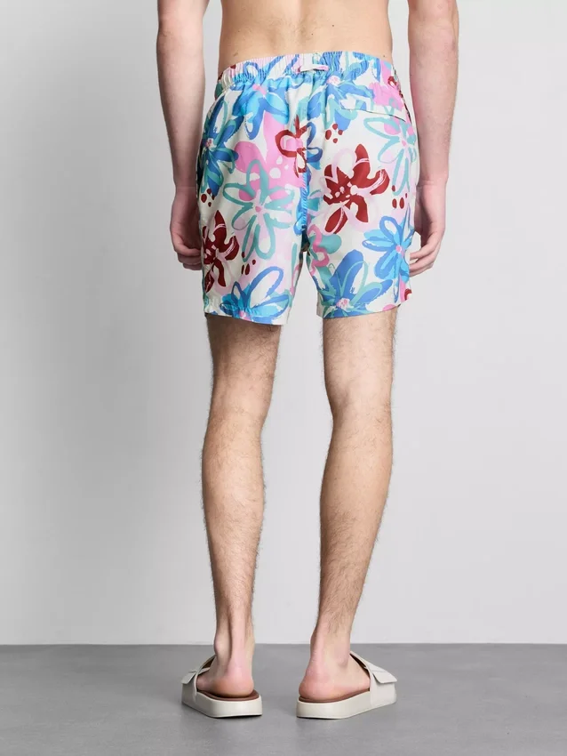Floral graffiti swimming shorts
