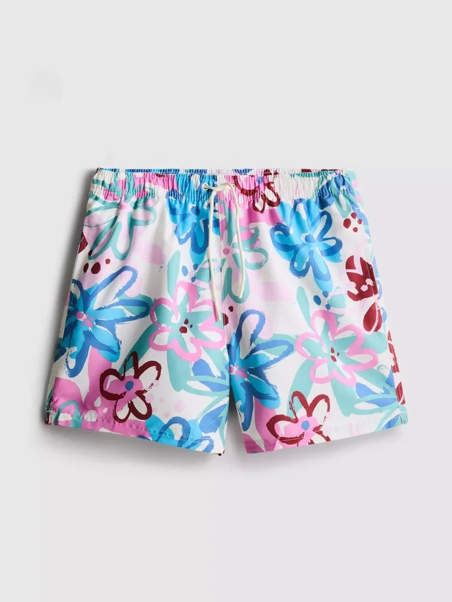 Floral graffiti swimming shorts