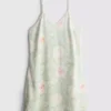 Floral lace-trim slip dress