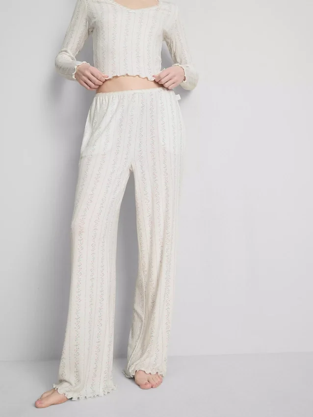 Floral pointelle pajama bottoms