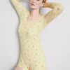 Floral printed ribbed sleep romper