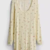 Floral printed ribbed sleep romper
