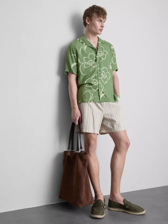 Floral revere collar shirt