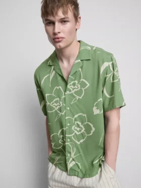Floral revere collar shirt