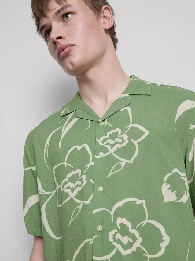 Floral revere collar shirt