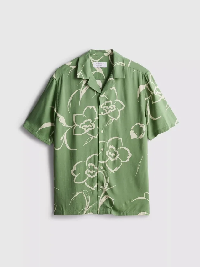 Floral revere collar shirt