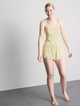 Floral ribbed cami pajama top