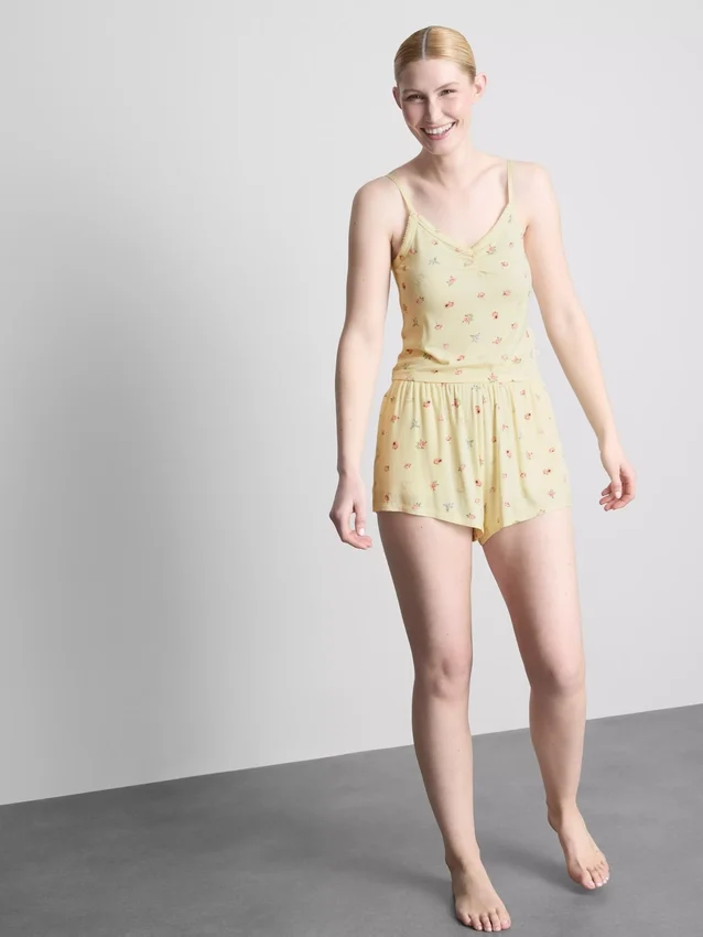 Floral ribbed cami pajama top