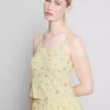 Floral ribbed cami pajama top