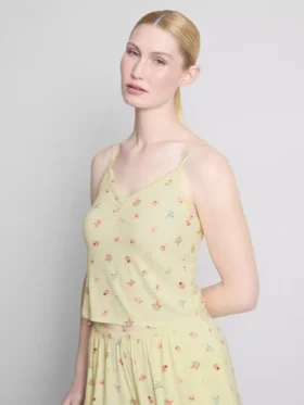 Floral ribbed cami pajama top