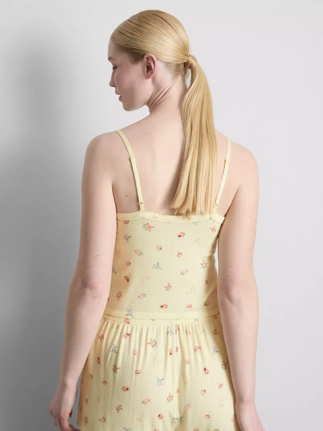 Floral ribbed cami pajama top