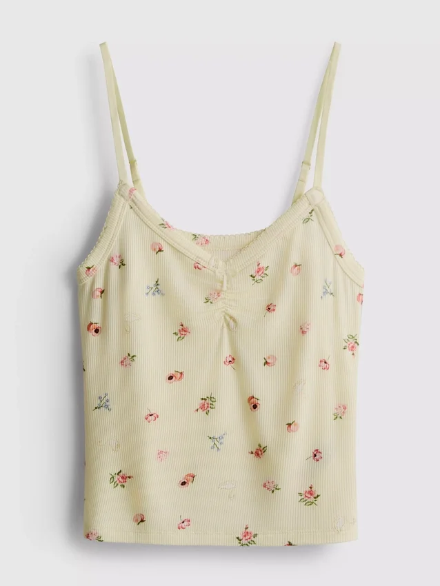 Floral ribbed cami pajama top