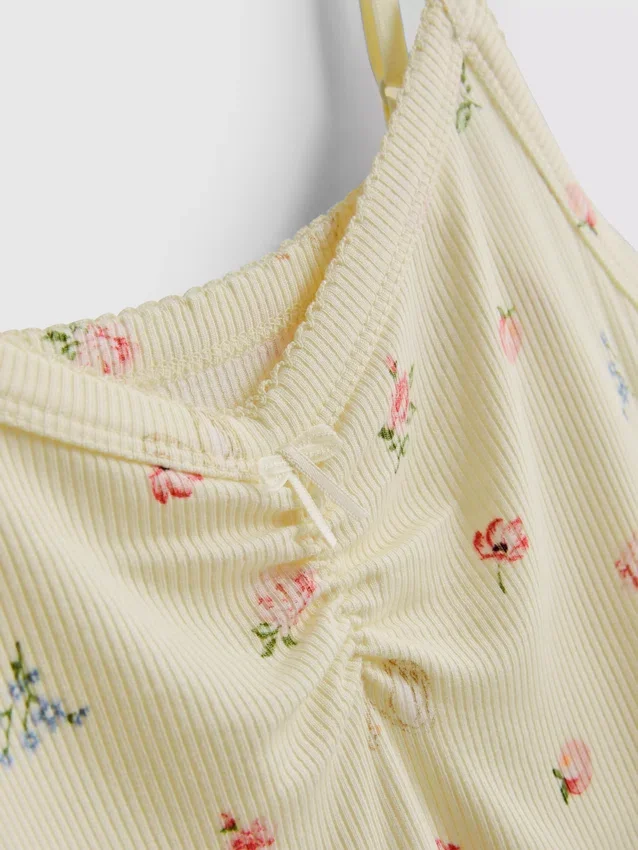 Floral ribbed cami pajama top