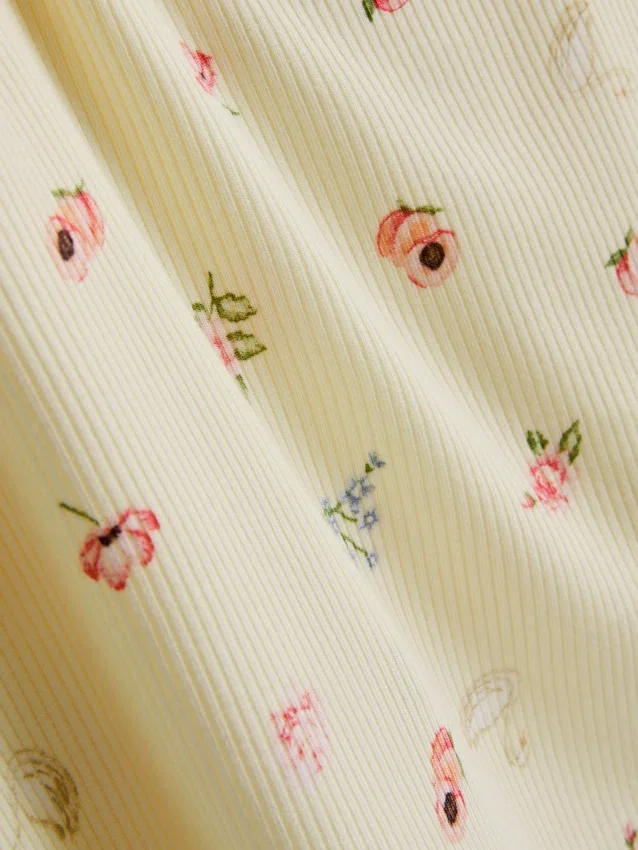 Floral ribbed cami pajama top