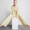 Floral ribbed pajama bottoms