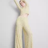 Floral ribbed pajama bottoms