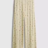 Floral ribbed pajama bottoms