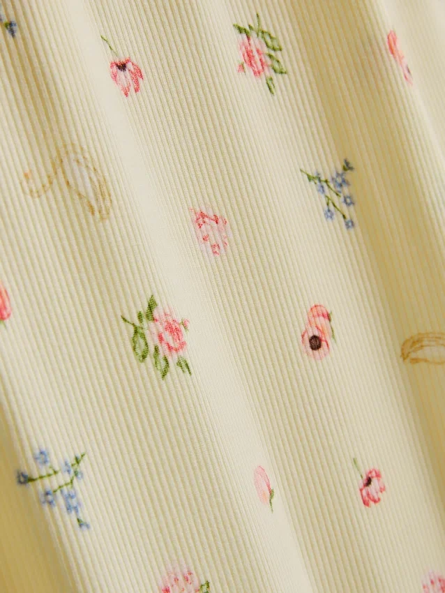 Floral ribbed pajama bottoms