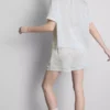 Floral satin boyfriend shorty pajamas