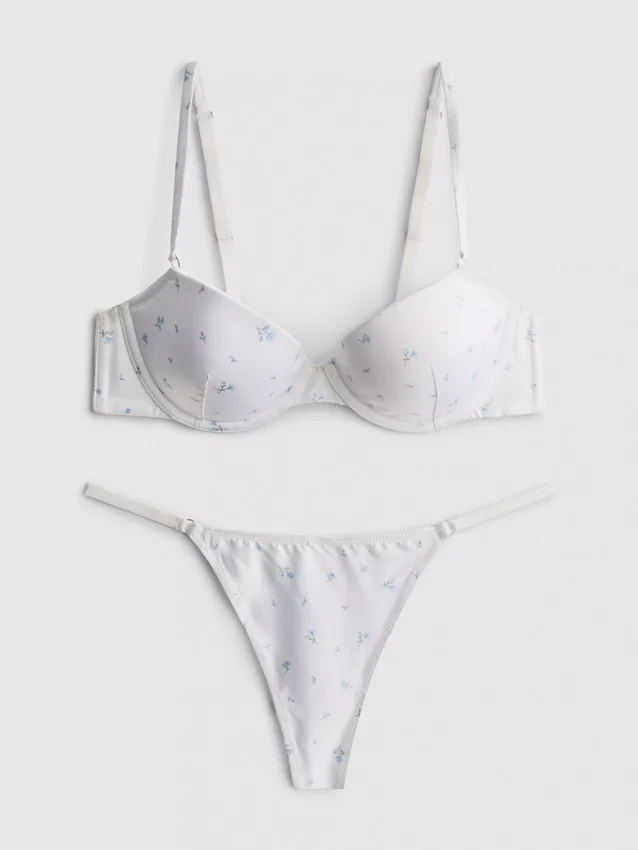 Floral satin push-up undergarment set
