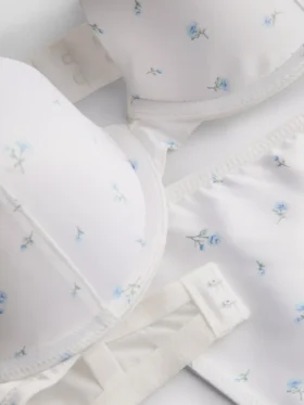 Floral satin push-up undergarment set