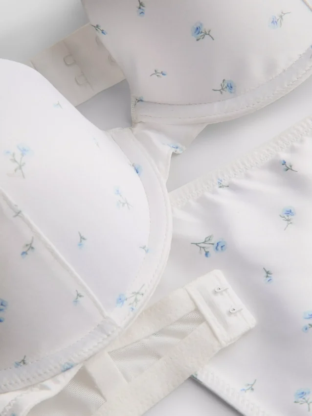 Floral satin push-up undergarment set