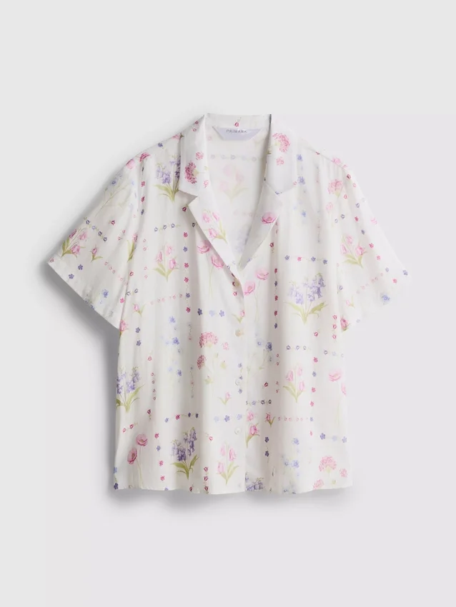 Floral short-sleeve pajama shirt