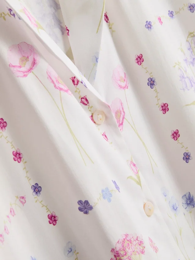 Floral short-sleeve pajama shirt