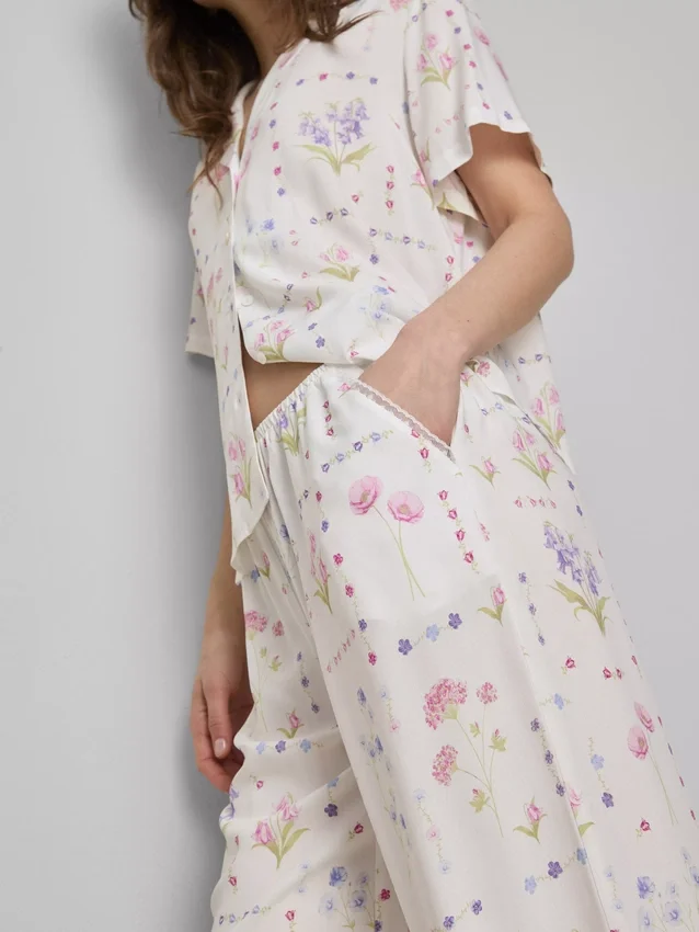 Floral wide leg pajama bottoms