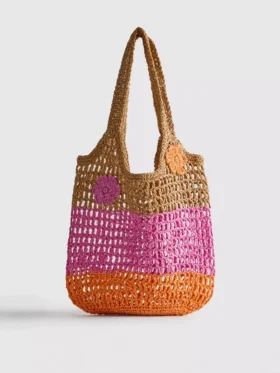 Flower straw shopper bag
