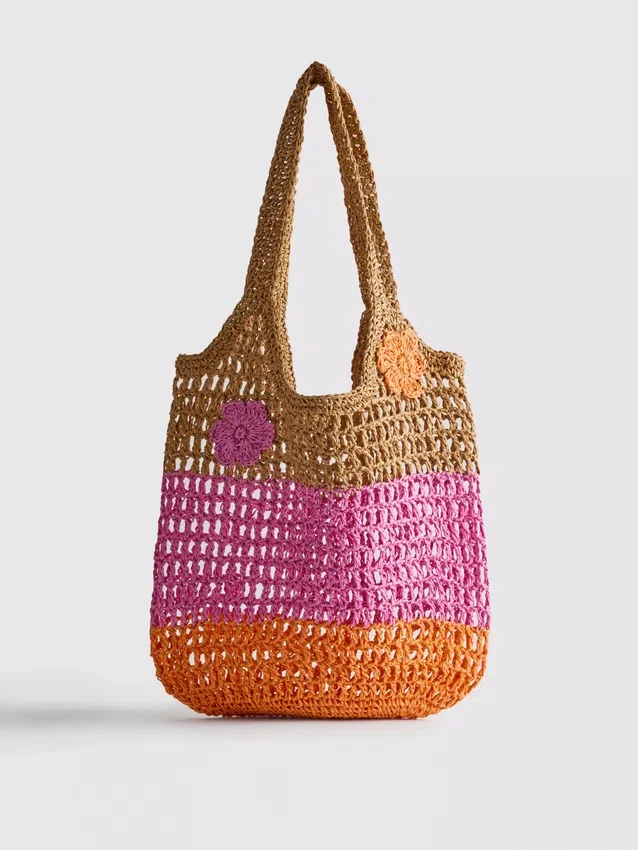 Flower straw shopper bag