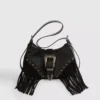 Fringed buckle shoulder bag