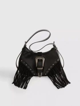 Fringed buckle shoulder bag