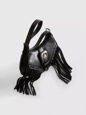 Fringed buckle shoulder bag