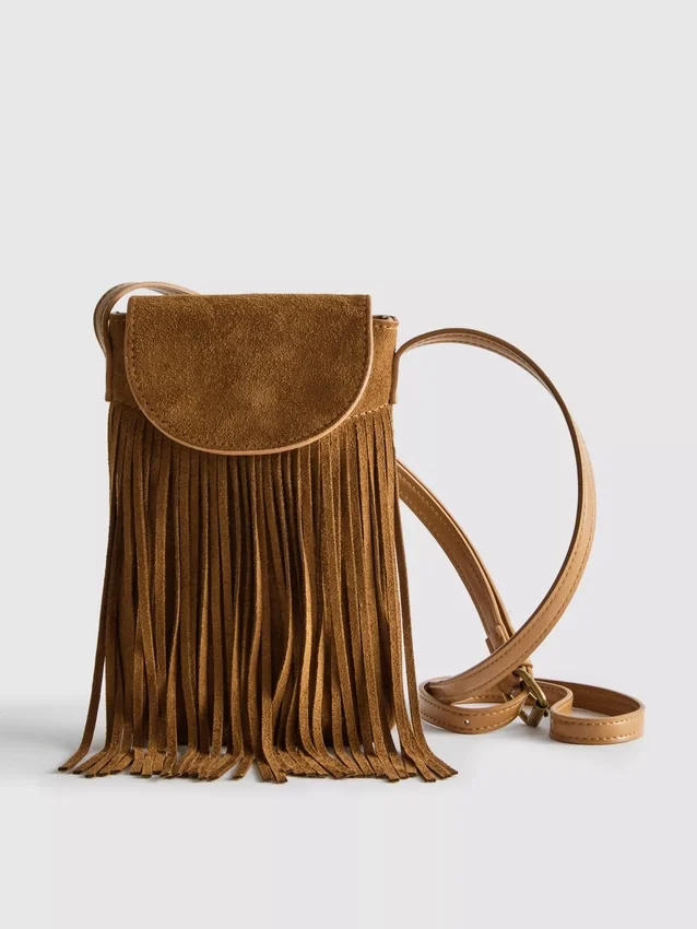 Fringed phone holder bag