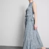 Gathered check midi skirt